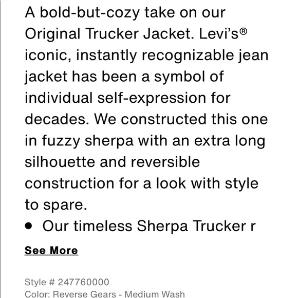 NWT Levi’s Reversible Faux Sherpa Denim Trucker Coat Size Medium - Picture 10 of 12